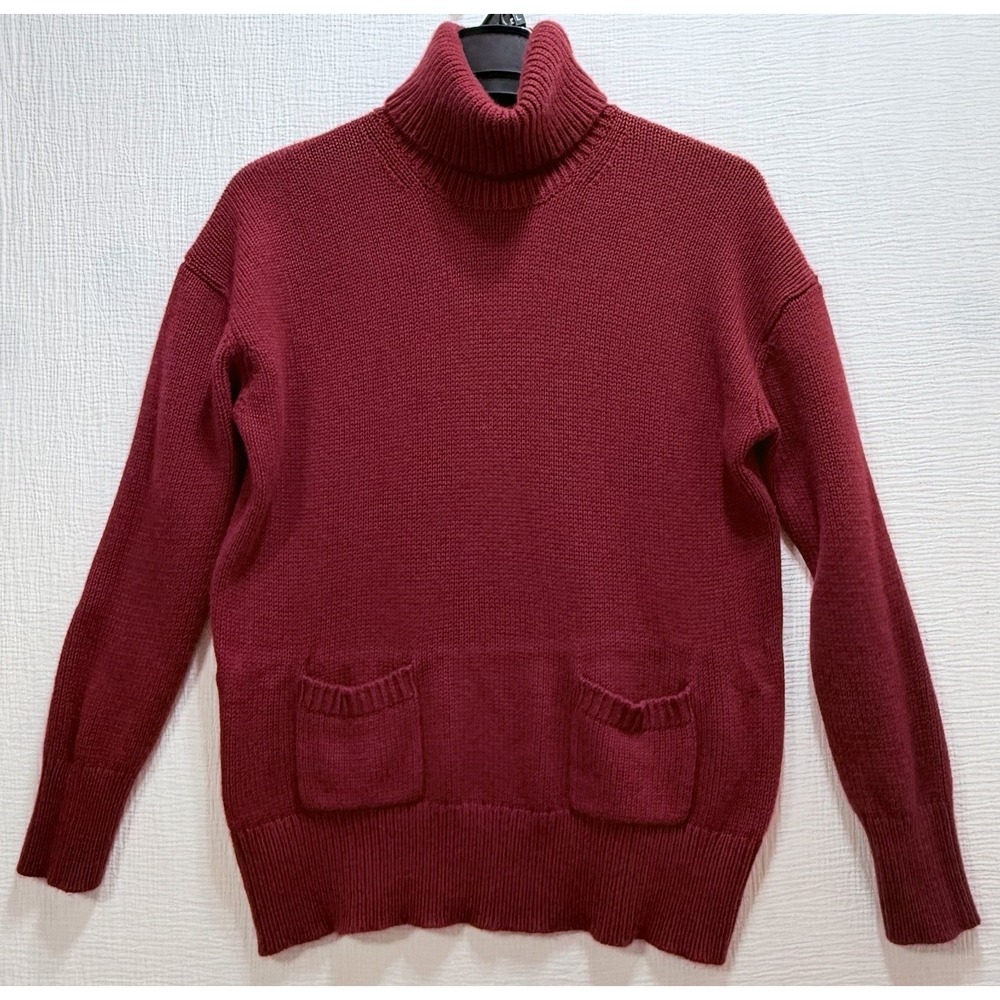 Kate Spade Madison Avenue Turtleneck Sweater Women L Burgundy Wool Cashmere Knit